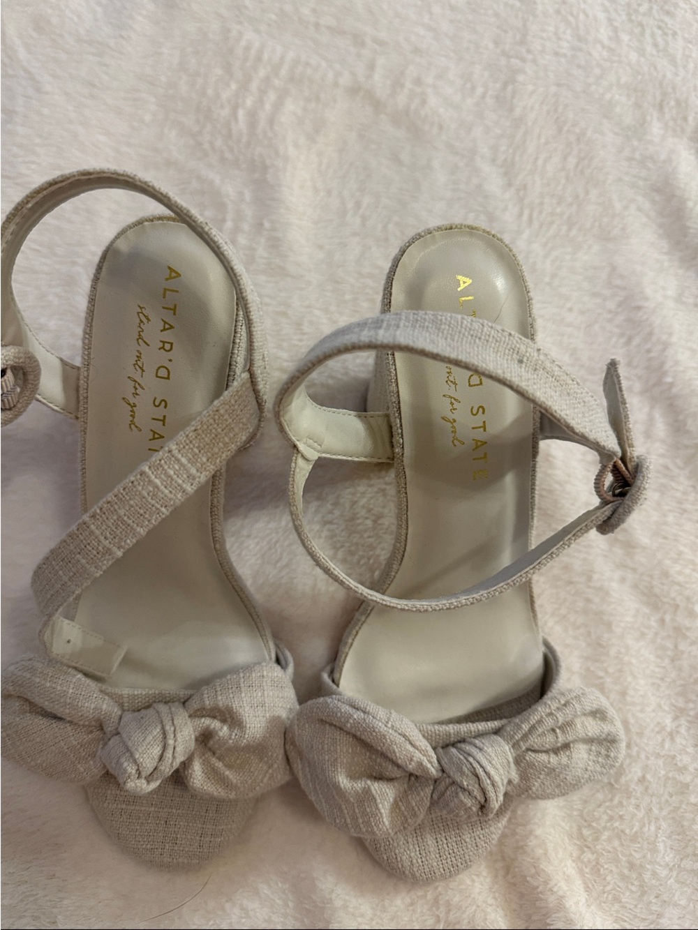 Altar'd State Beige Knot Front Ankle-Strap Heels - Picture 4 of 4